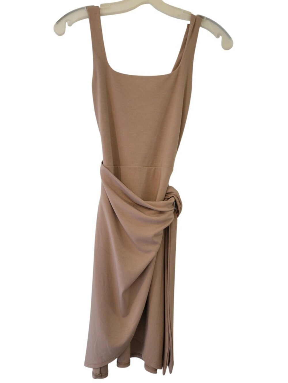 Wilfred Aritzia Tan Neutral Square Neck Saturn Midi Wrap Dress Size 2XS
